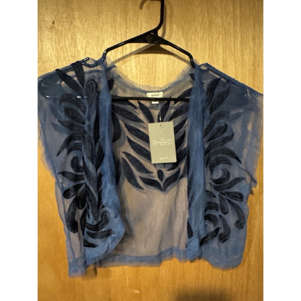 Moyna Bolero Shrug Xs/s Blue NWT